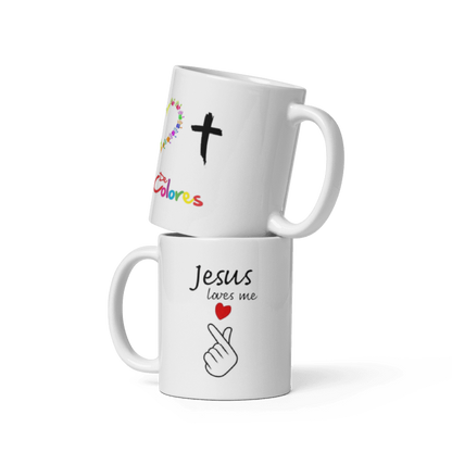 Taza Cristiana “Jesus Loves Me” – Edición De Colores