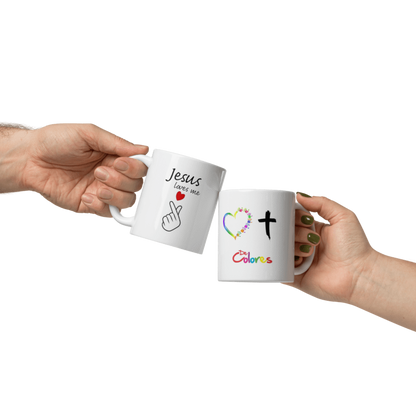 Taza Cristiana “Jesus Loves Me” – Edición De Colores